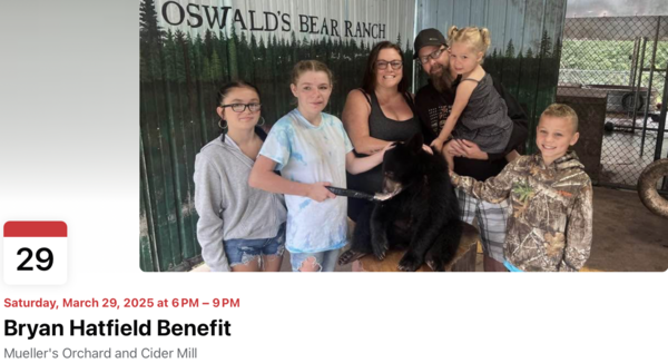 Fundraiser for Bryan Hatfield Set For March 29 at Mueller's Orchard and Cider Mill in Linden