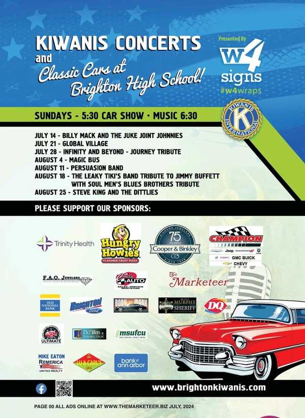 Kiwanis Club Concerts and Classic Car Shows Return to Brighton