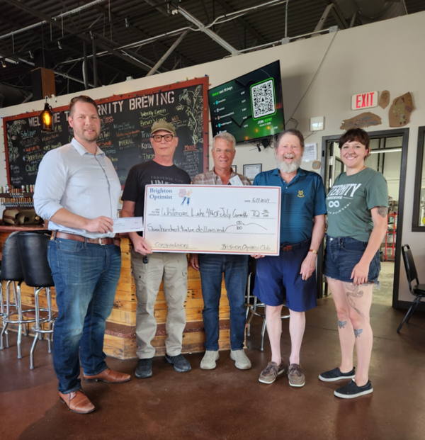 Brighton Optimists Present Check To Whitmore Lake Fireworks Committee