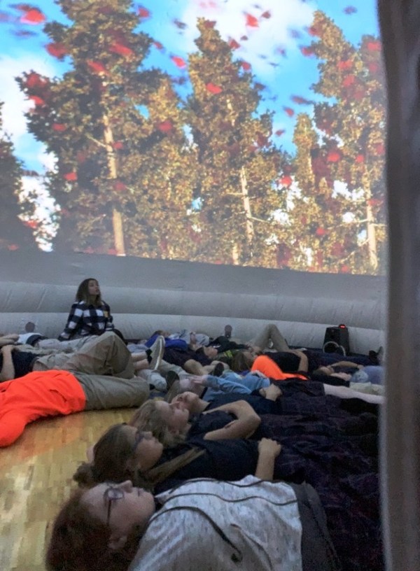 Local Students Take Test Run Of Inflatable NASA Planetarium