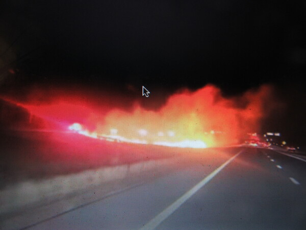 Fowlerville Fire Dept. Battles I-96 Median Grass Fire