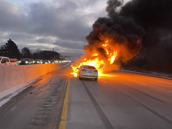 Three-Vehicle Fire Shuts Down I-696