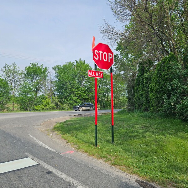 New 4-Way Stop At Six Mile & Currie Road Intersection