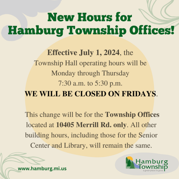 Hamburg Township Hall New Operating Hours