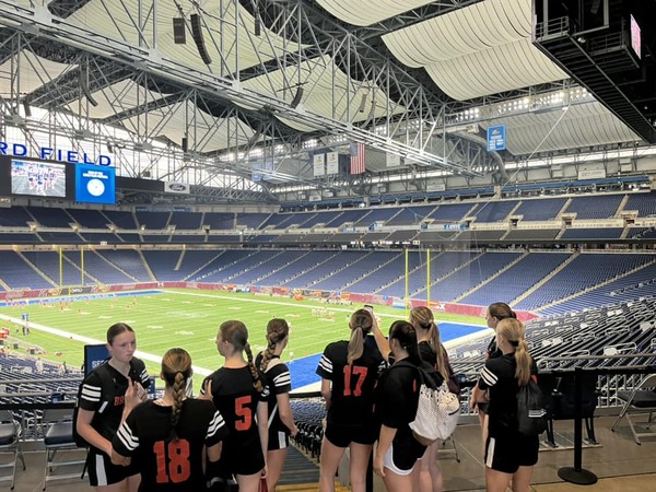 BHS Girls' Flag Football Team Trounces Saline at Detroit's Ford Field