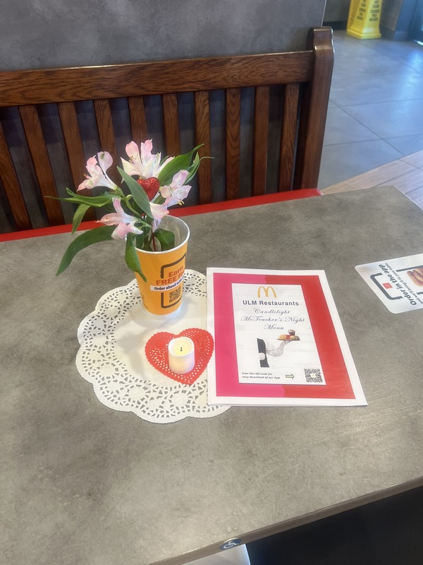 "McTeacher Night" Candlelight Valentine's Dinner To Benefit Voyager Elementary