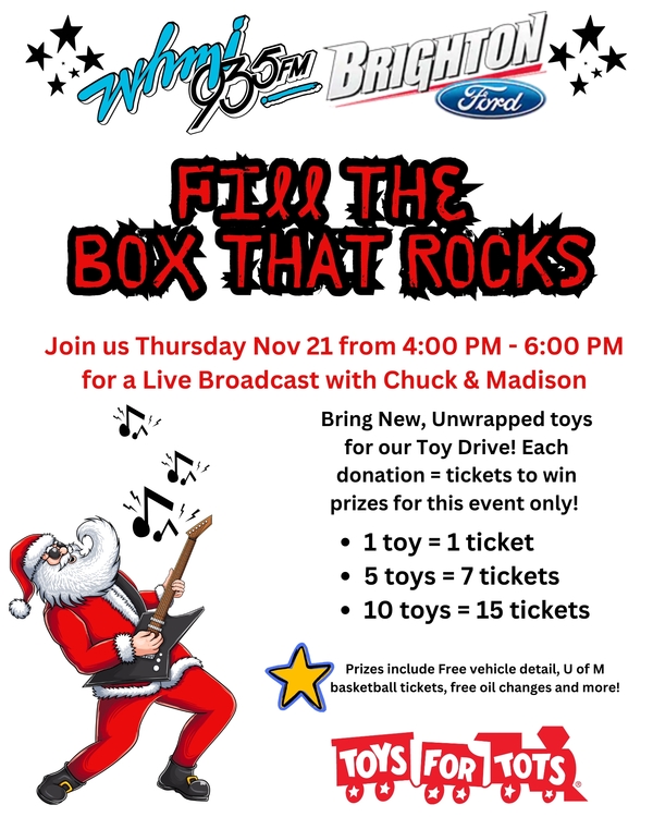 Stuff WHMI's Box that Rocks for Brighton Ford's Annual Toys for Tots